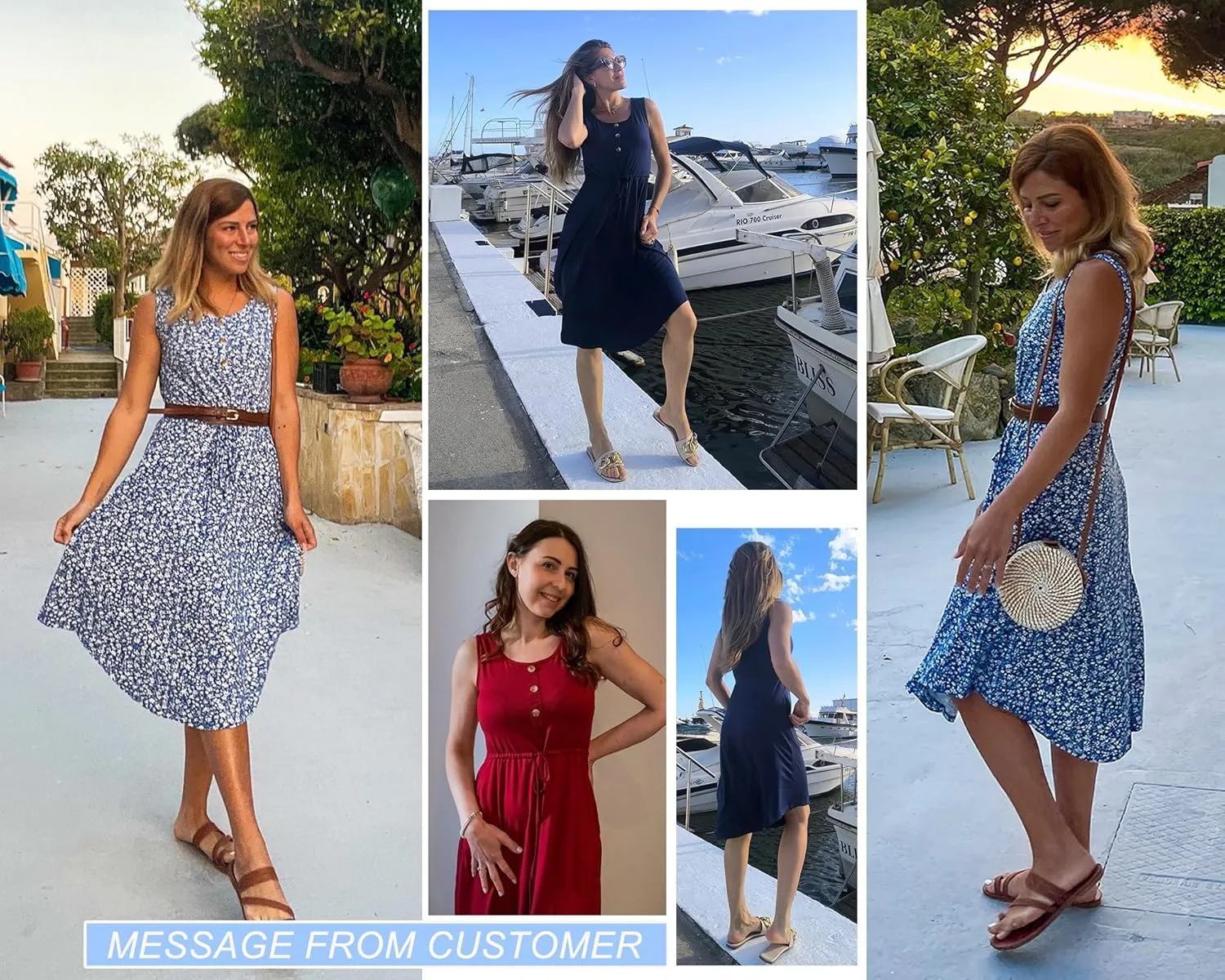 AUSELILY Drawstring Waist Dress for Women Sleeveless Sundress Casual Summer Scoop Neck Swing Midi Dresses 2025 with Pockets