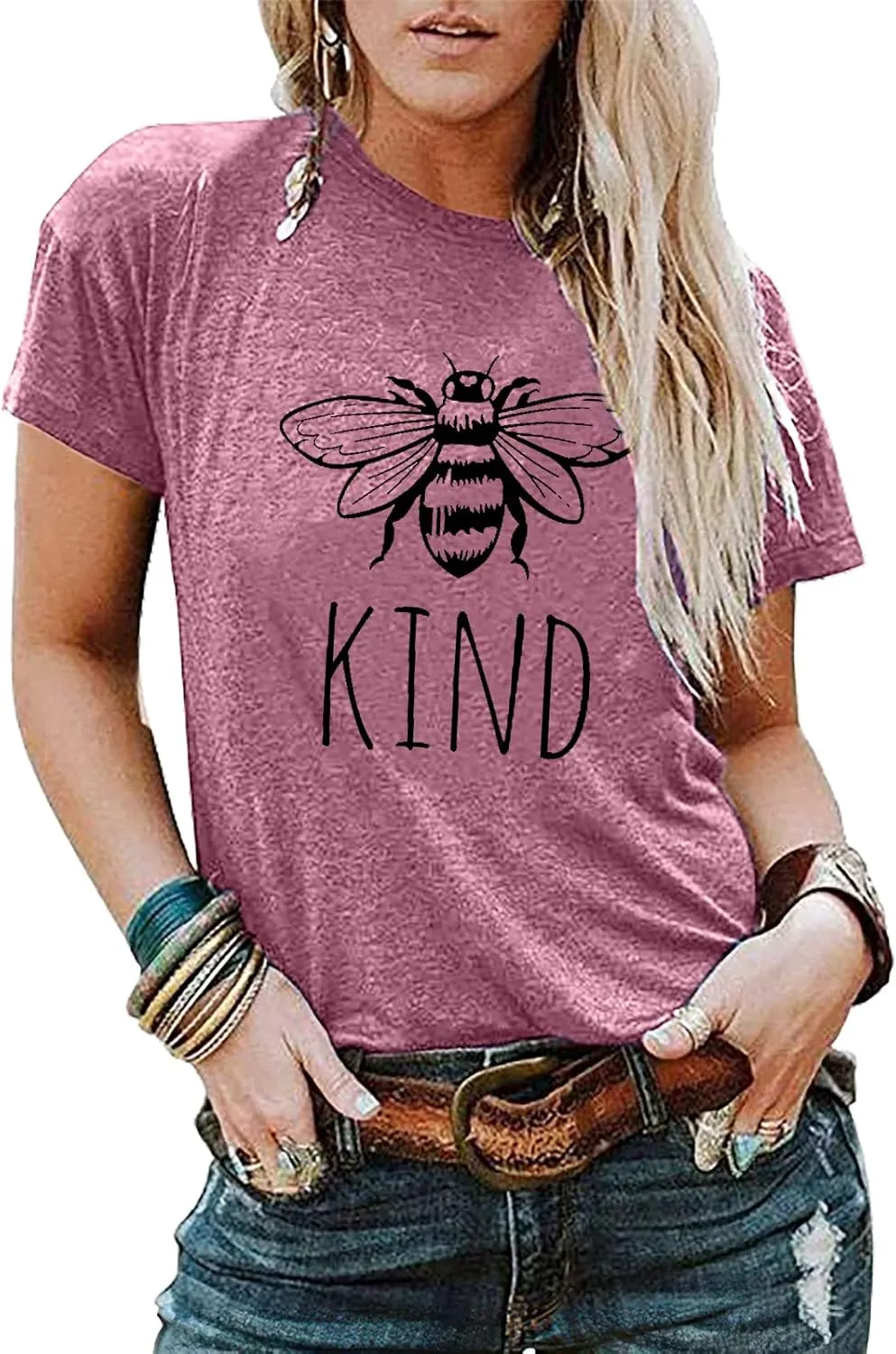 Be Kind Tshirt Women Cute Bee Graphic Shirt Funny Inspirational Teacher Short Sleeve Tees Tops