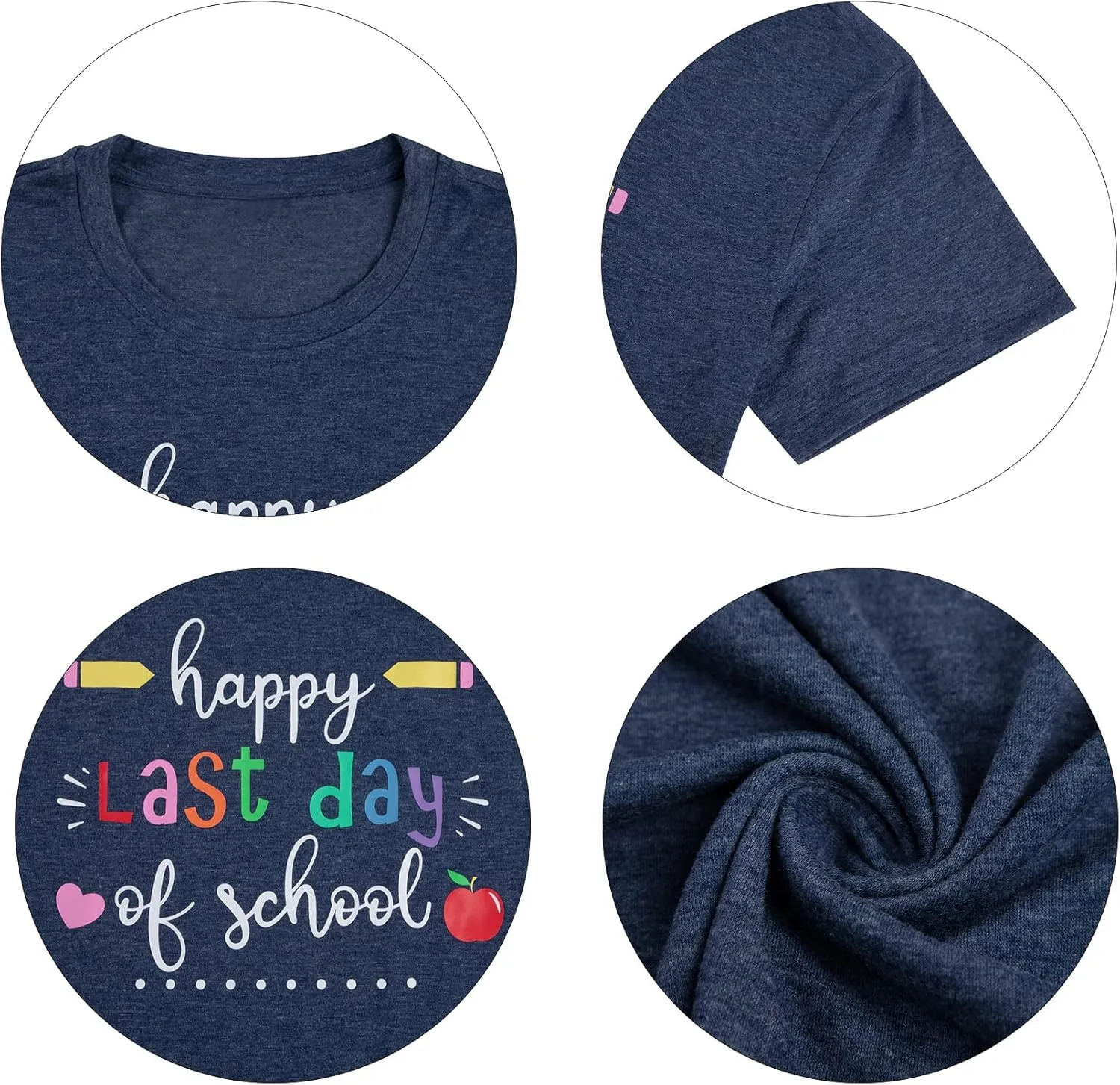 MNLYBABY Happy Last Day of School Shirt Women Teachers Shirt School Graduation Tee Appreciation Gift Teacher Life Top