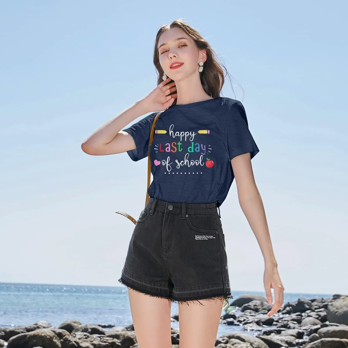 MNLYBABY Happy Last Day of School Shirt Women Teachers Shirt School Graduation Tee Appreciation Gift Teacher Life Top