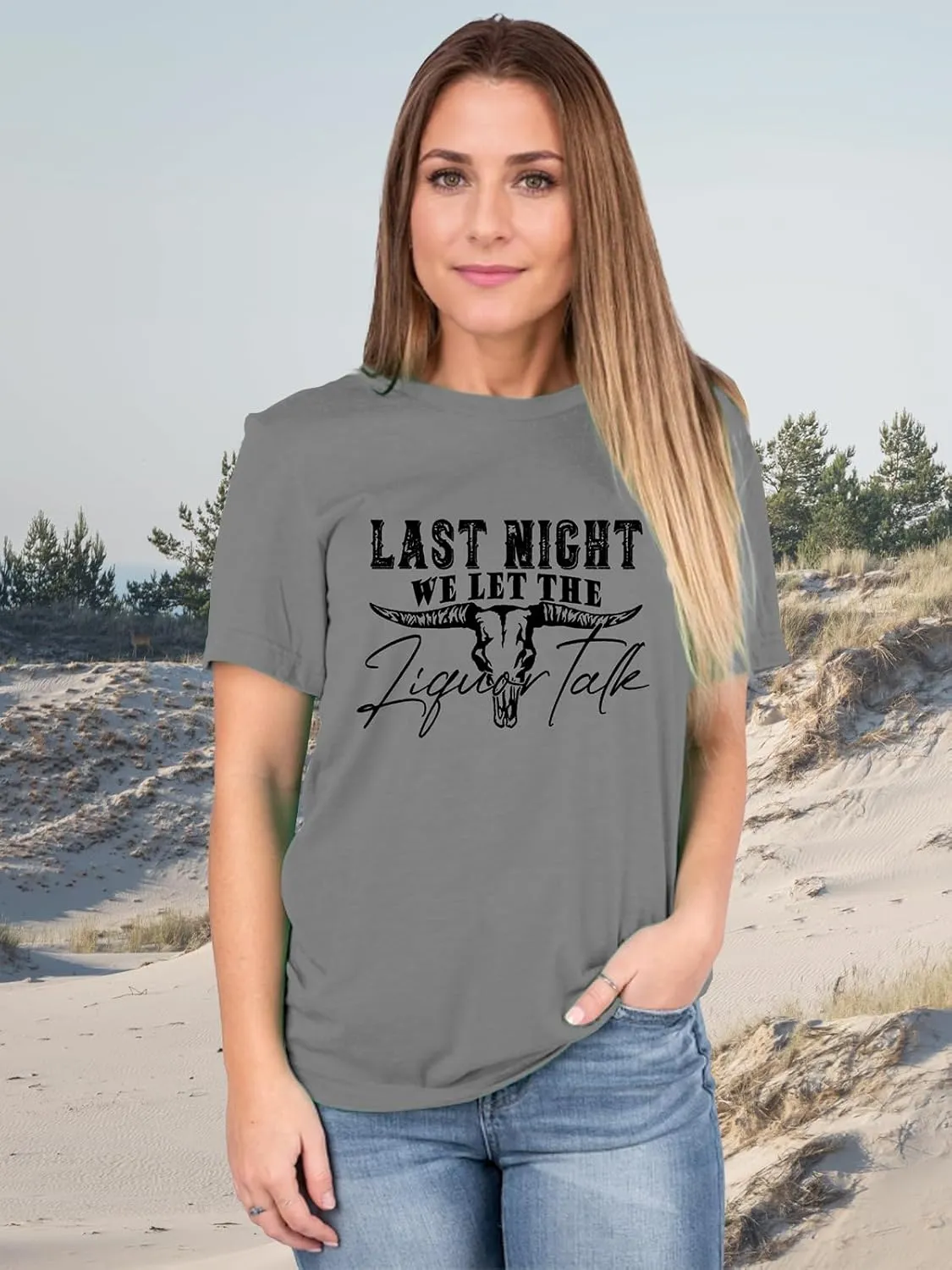 Savarana Western Cowgirls Shirts Women Vintage Graphic Tee Tops Funny Letter Print Country Music Tshirt