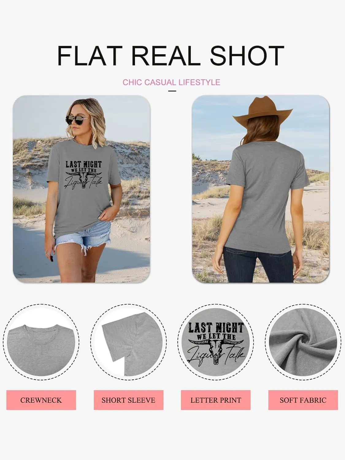 Savarana Western Cowgirls Shirts Women Vintage Graphic Tee Tops Funny Letter Print Country Music Tshirt