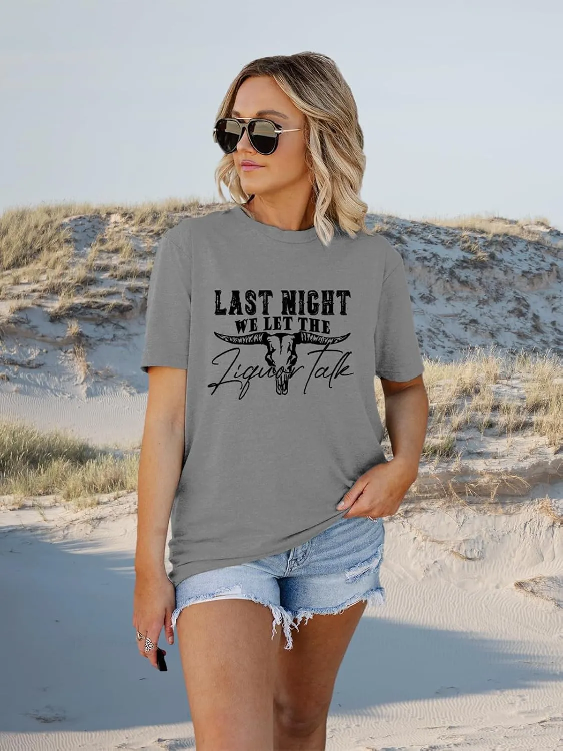 Savarana Western Cowgirls Shirts Women Vintage Graphic Tee Tops Funny Letter Print Country Music Tshirt
