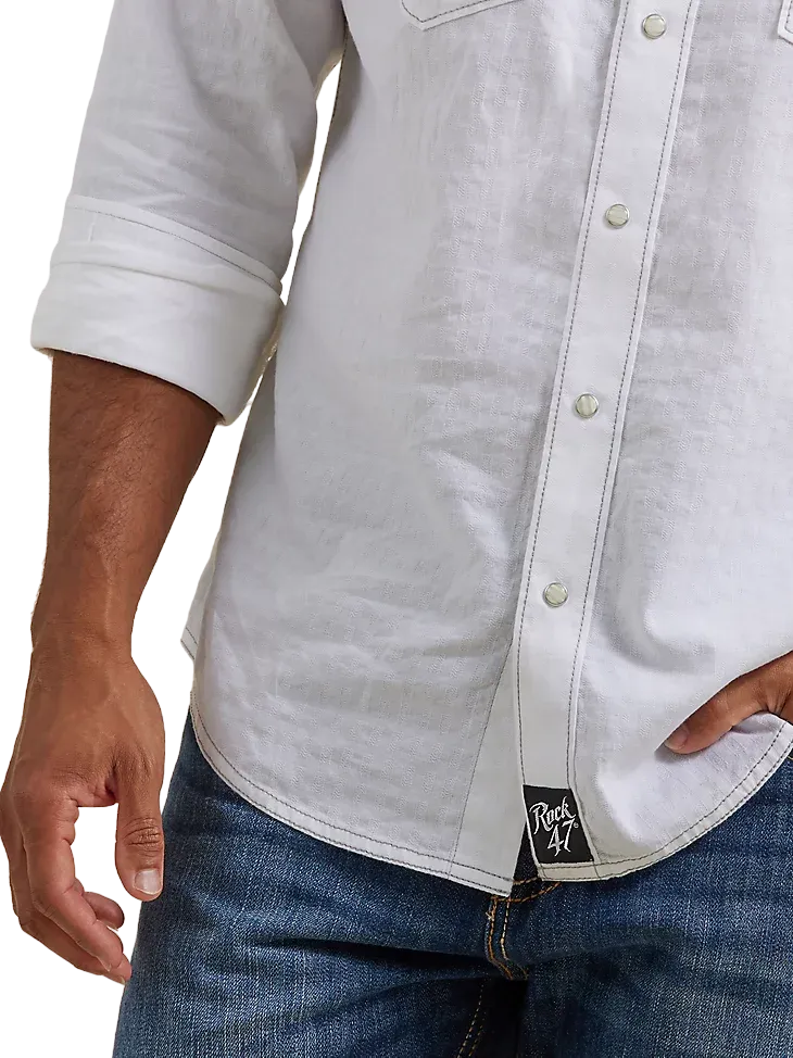Wrangler Men's Embroidered Yoke Western White Shirt - Tall